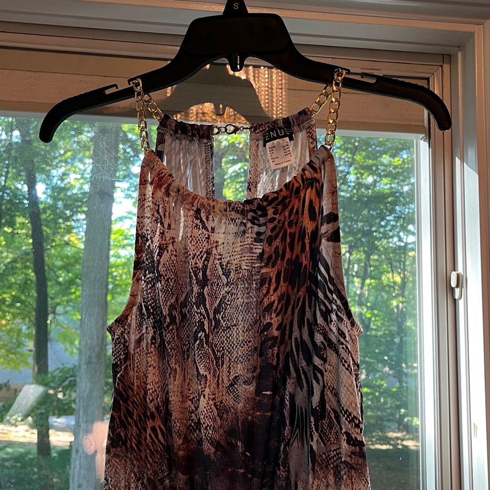 VENUS Multicolor Snake and Tiger Print Chain Strap Dress